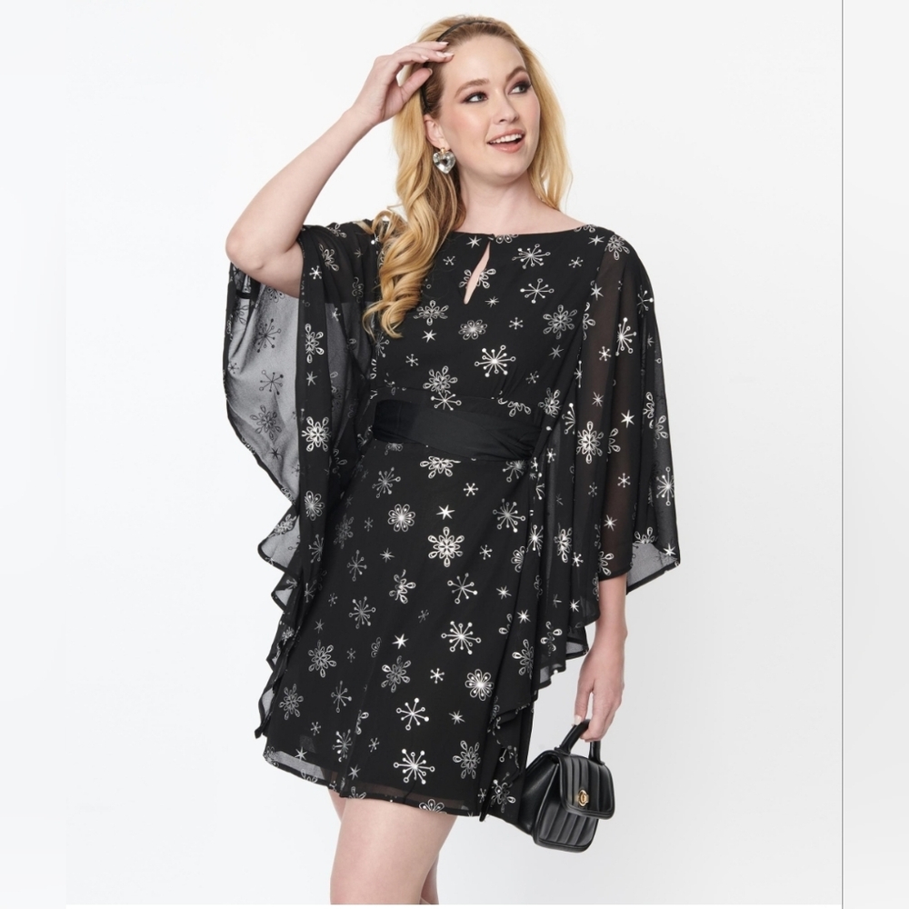 Unique Vintage Black and White Mini Dress
